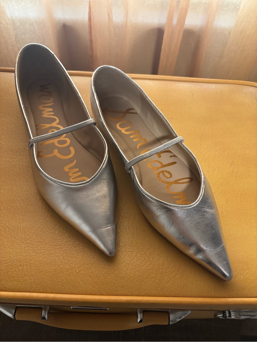 Sam Edelman Metallic Silver Pointed Mary Jane Flats